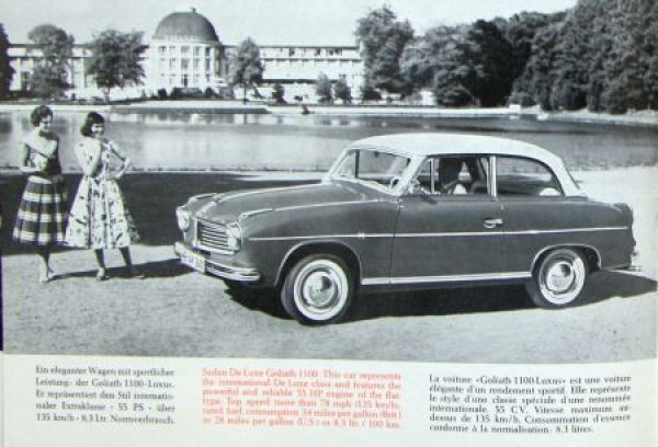 Goliath 1100 Modelprogram 1956 "Ideale Konstruktion" Carbrochure (6938)